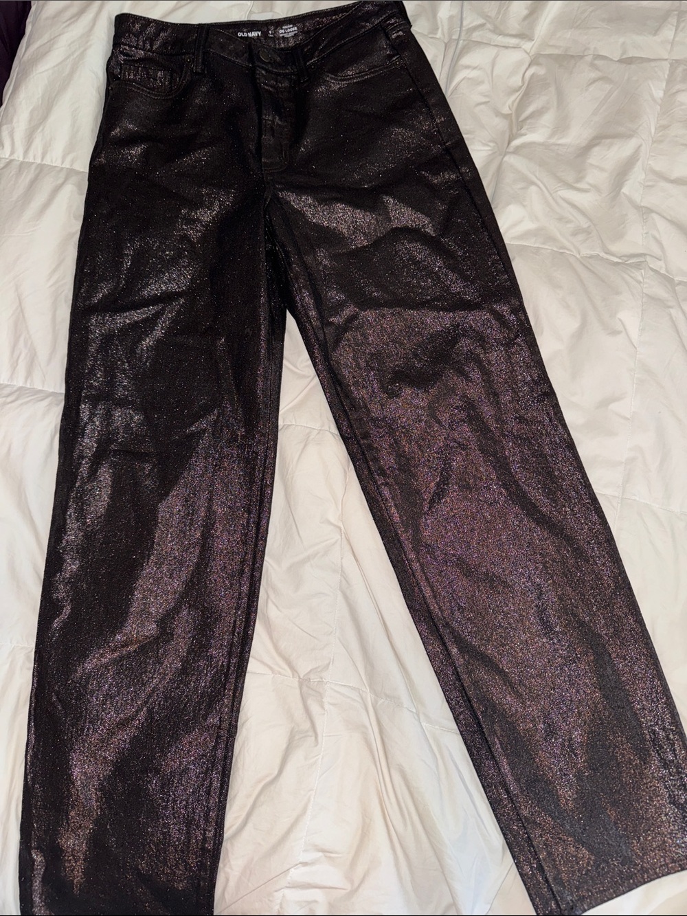 Old Navy Metallic Black Straight-Leg Pants
